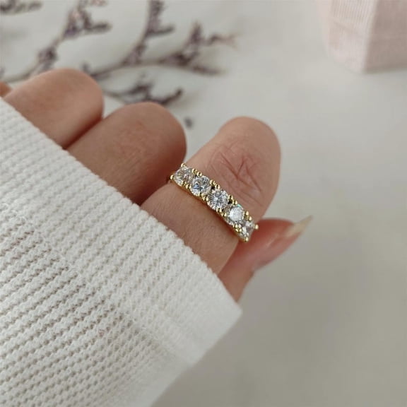 3Ct Round Cut Real Moissanite Diamond Engagement Ring 14K Yellow Gold Plated