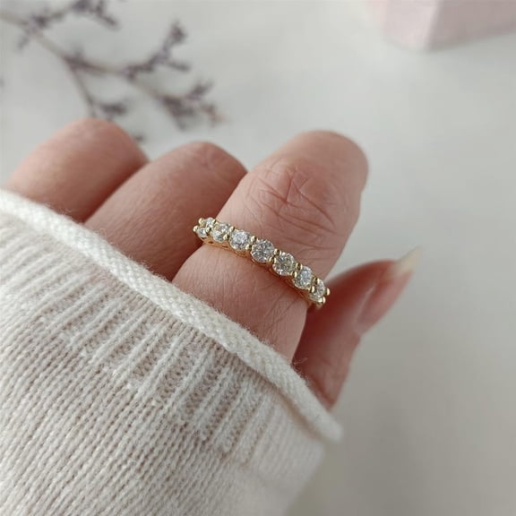 3Ct Round Cut Real Moissanite Diamond Engagement Ring 14K Yellow Gold Plated