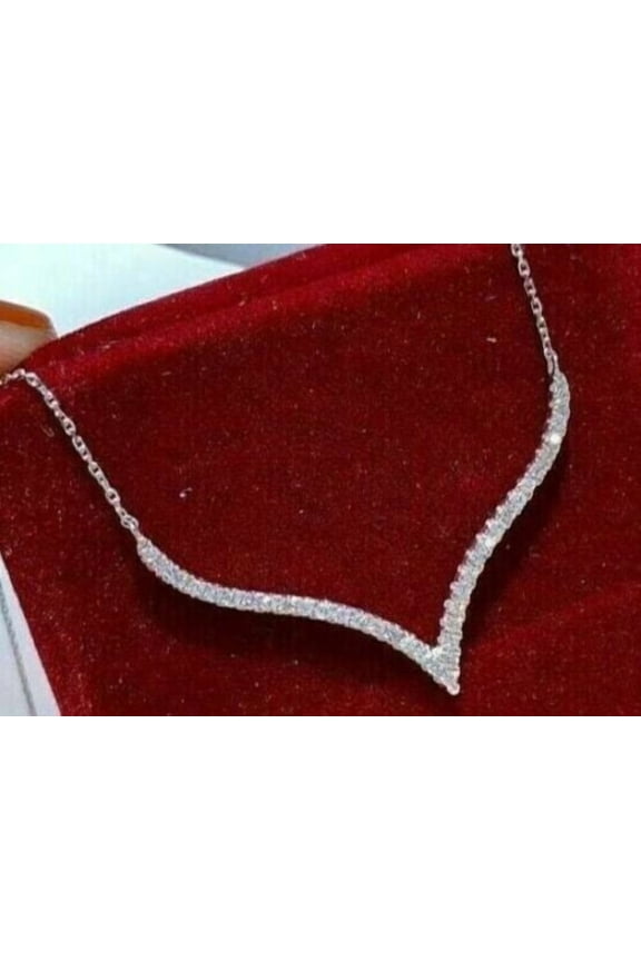 3Ct Round Cut Lab Created Diamond Engagement Wedding Women's Necklace 14K White Gold Finish