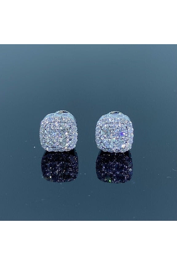 3Ct Round Cut Lab Created Diamond Men Cluster Stud Earring 14K White Gold Plated