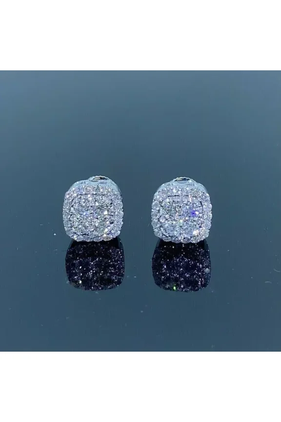 3Ct Round Cut Lab Created Diamond Men Cluster Stud Earring 14K White Gold Plated