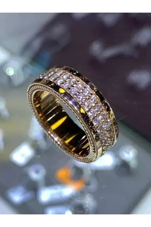 3Ct Round Cut Lab Created Diamond Men's Eternity Wedding Band Ring 14K Yellow Gold Plated