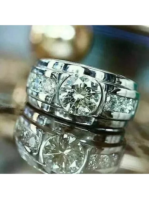 3Ct Round Cut Lab Created Diamond Men's Gorgeous Band Ring 14K White Gold Plated