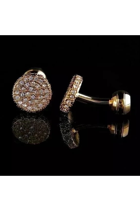 3Ct Round Cut Lab Created Diamond Men's Wedding Cufflink 14K Yellow Gold Plated