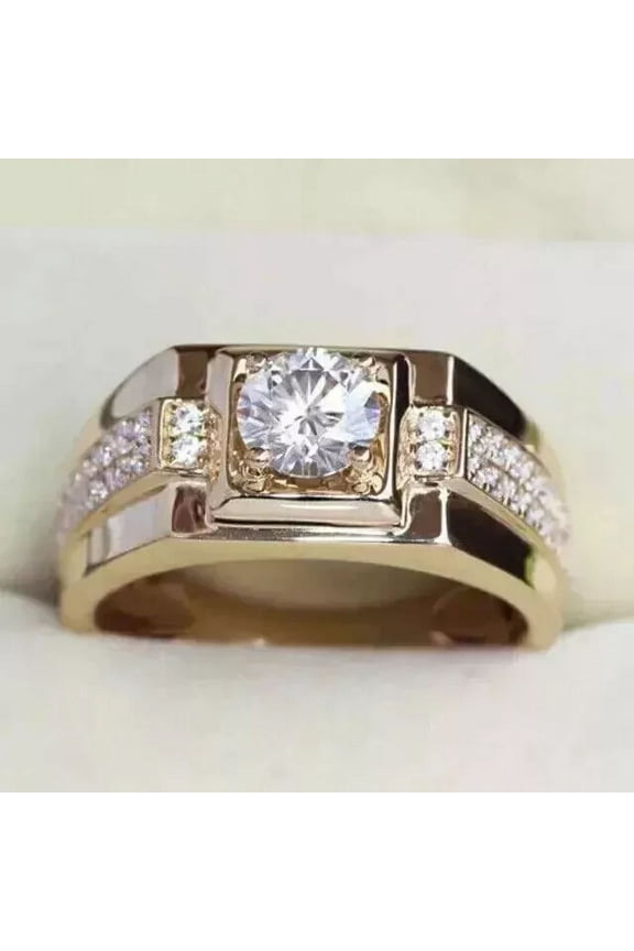 3Ct Round Cut Lab Created Diamond Pinky Men's Ring Band 14k Yellow Gold Plated