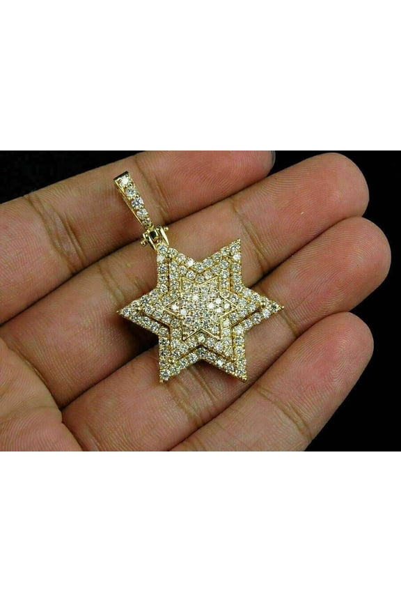 3Ct Round Cut Lab Created Star Pendant in 14K Yellow Gold Plated