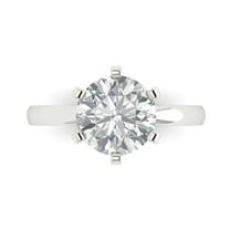 Solitaire Engagement Ring for Women - 3ct Moissanite in 18K White Gold Promise Ring