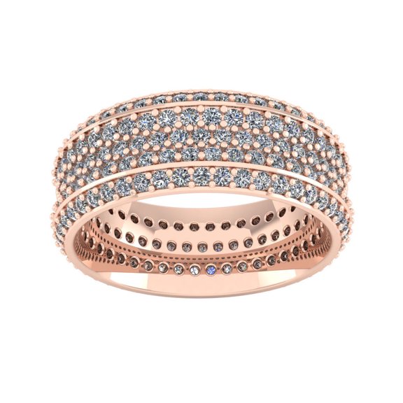 3Ct Round Cut Natural Diamond 5Row Anniversary Wedding Eternity Band Ring 18k Gold IJ SI2