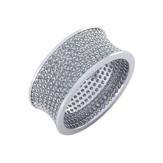 3Ct Round Cut Natural Diamond 7Row Women's Concave Anniversary Wedding Eternity Band Solid 10k Gold GH SI1