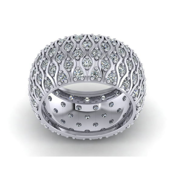 3Ct Round Cut Natural Diamond Wide 5Row Anniversary Wedding Eternity Band Ring 10k Gold New KL I1