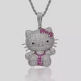 thumbnail image 1 of 3Ct Round Cut Real Moissanite Cartoon Hello Kitty Pendant 14K White Gold Plated., 1 of 2