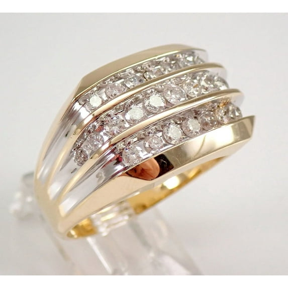 3Ct Round Cut Real Moissanite Men's Anniversary Ring 14K Yellow Gold Plated