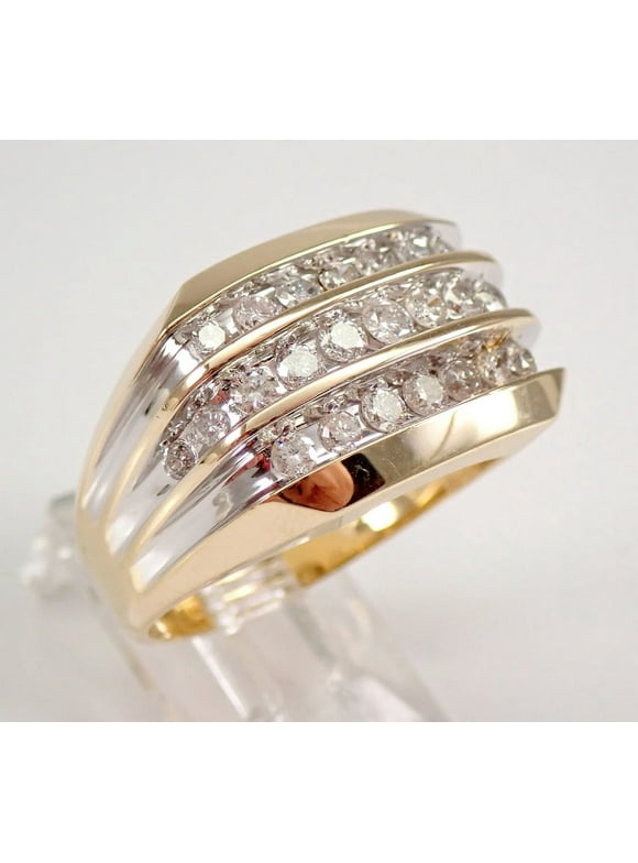 3Ct Round Cut Real Moissanite Men's Anniversary Ring 14K Yellow Gold Plated