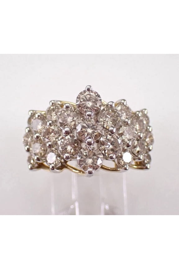 3Ct Round Cut Simulated Diamond Cluster Women Engagement Band Ring 14K Yellow Gold Plated 925 Silver