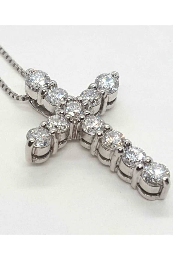 3Ct Round Cut VVS1/D Lab-Created Diamond Cross Pendant 14K White Gold Finish