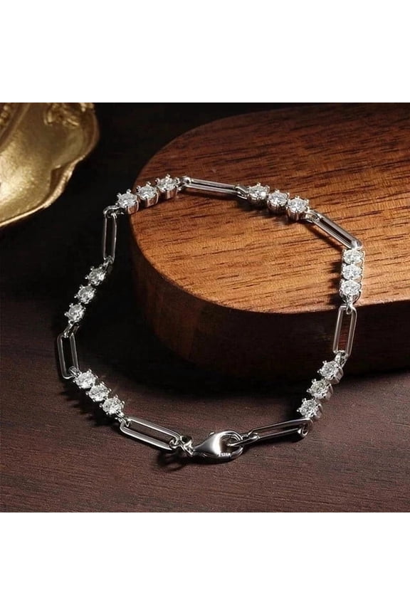 3Ct Round Lab Created Diamond Pepar Clip Tennis Bracelet 14k White Gold Plated