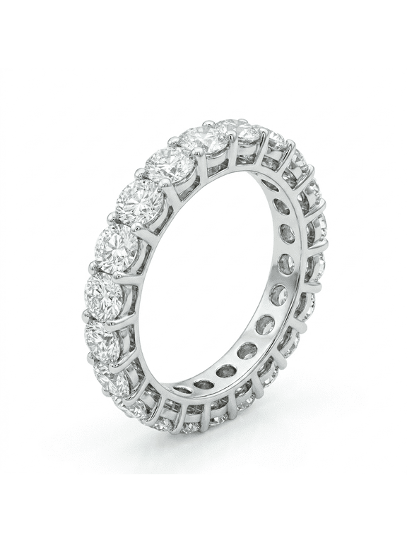 3Ct Round Lab Grown Diamond Eternity Band VVS2 F 14K White Gold Ring