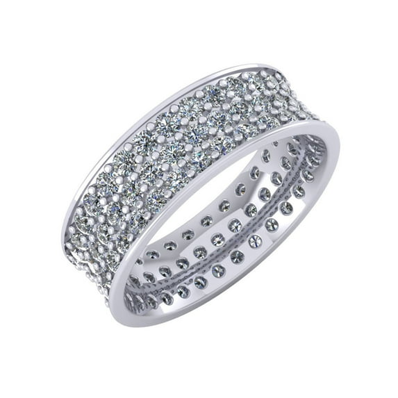 3Ct Round Natural Diamond Concave 3Row Anniversary Wedding Eternity Band Ring 10k Gold GH I1