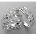 thumbnail image 1 of 3Ct Simulated Diamond 14K White Gold Plated His & Her Wedding Trio Ring Set Round Cut, 1 of 4