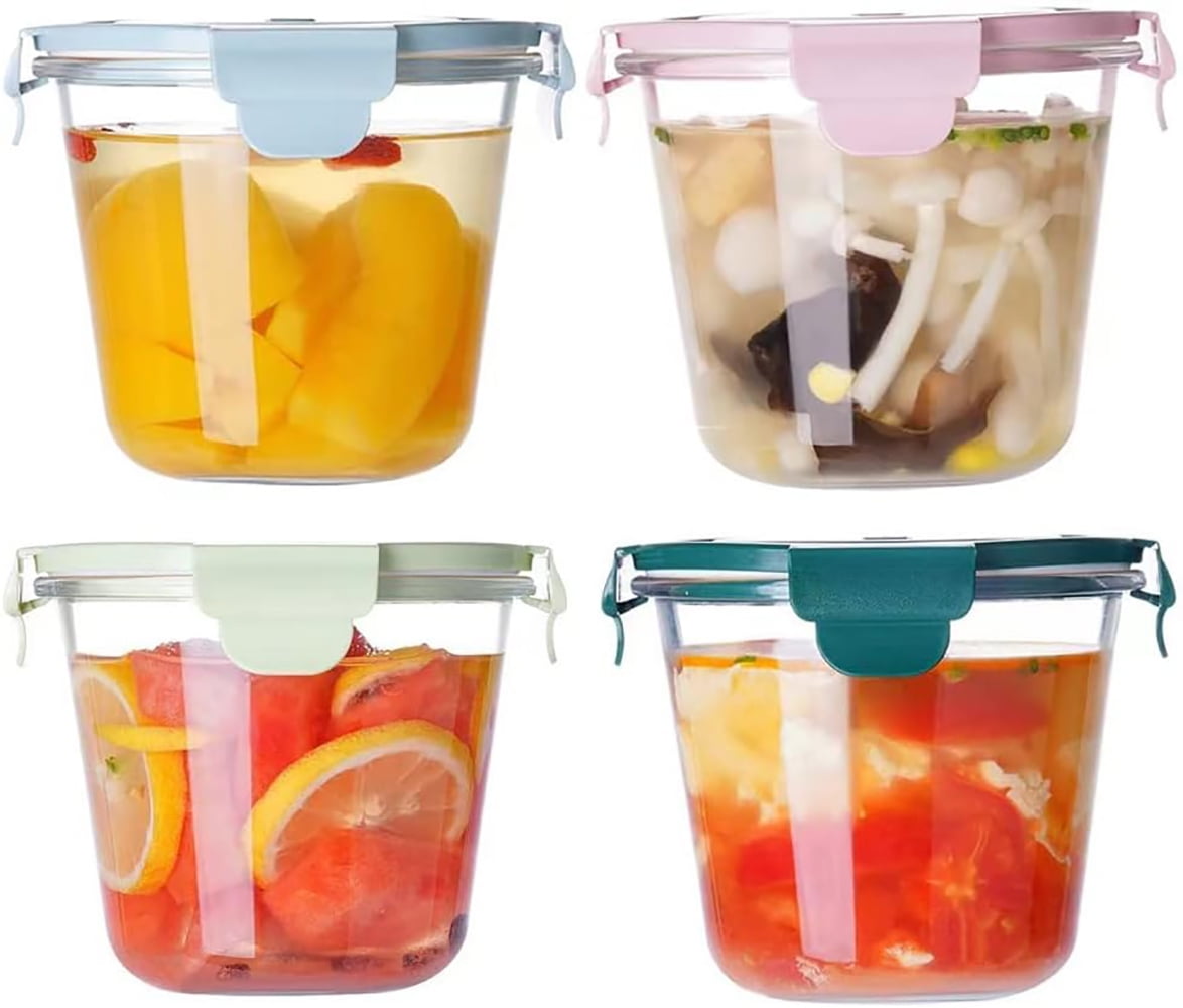 3Cup/24oz Glass Meal Prep Containers, Round Soup Bowl with Airtight
