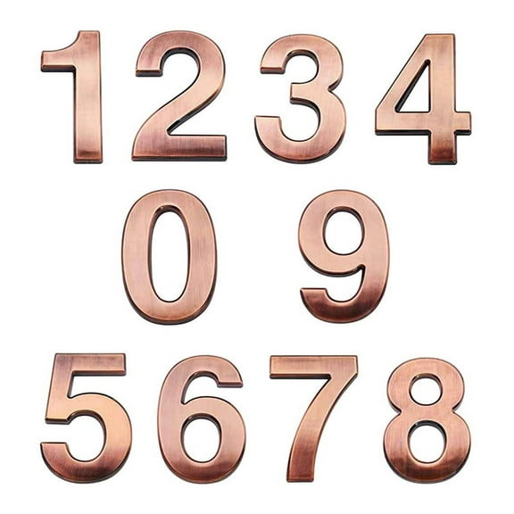 3D 0-9 Digits Room Gate Number Building Door Address Apartment Floor Hotel Number Sticker Plate Hous Bronze ABS