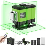 3D 12 Lines Cross Line Laser Level, 3 x 360° Green Beam Self-leveling Tiling Floor Laser Level Tools with Remote Control, Magnetic Bracket & 2 Li-ion Batteries