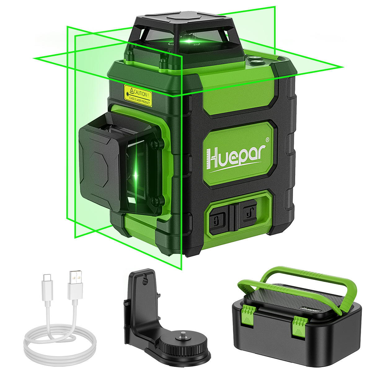 3D 12 Lines SelfLeveling Laser Level, 200Ft Green Beam 3 x 360