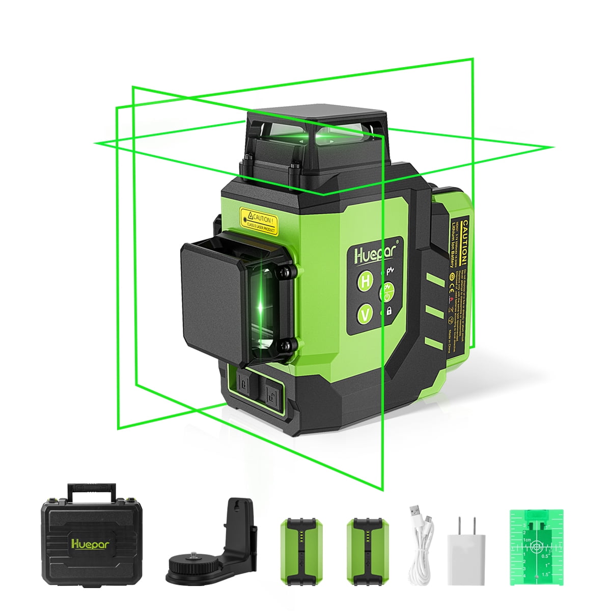 3D 12 Lines Self-leveling Laser Level, 197Ft Green Beam 3 x 360