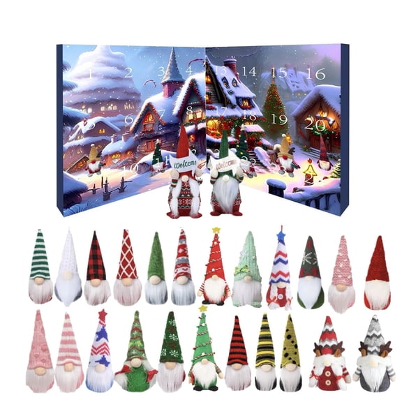 3D 24pcs Plush Elf Christmas Advent Calendar,Holiday Countdown Surprise Gift,Winter Home Decor Toy Set,Xmas Party Favor Supply