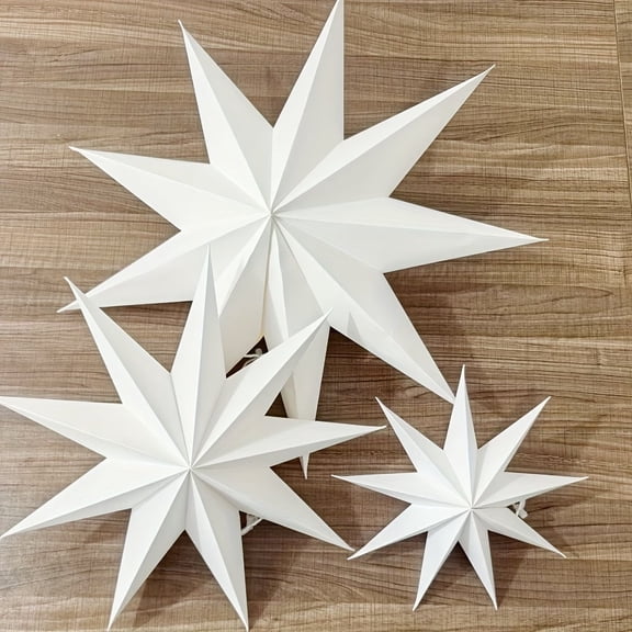 3D 9-Point Star White Thickened Cardboard Paper Lantern - Elegant Hanging Decoration for Weddings, Christmas, and Parties