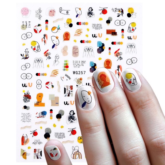 3D Abstract Art Manicure Stickers DIY Nail Design Decals For Girls And Women Self- Nail Tips Decoration Kit