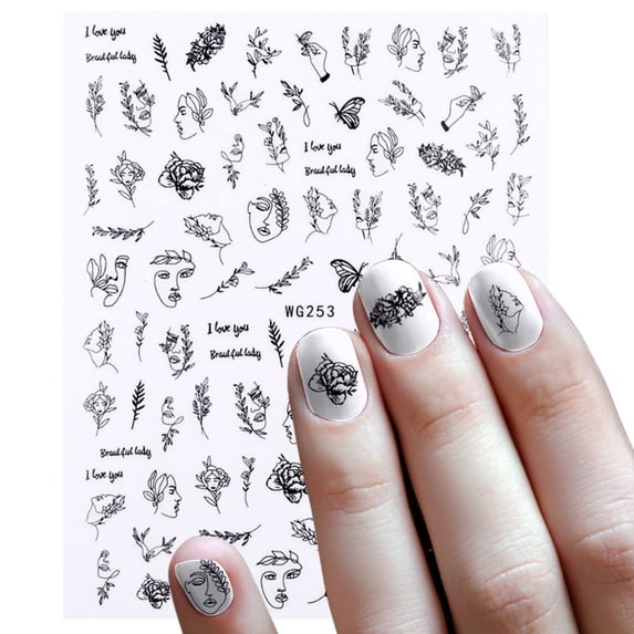 3D Abstract Art Manicure Stickers DIY Nail Design Decals For Girls And Women Self- Nail Tips Decoration Kit