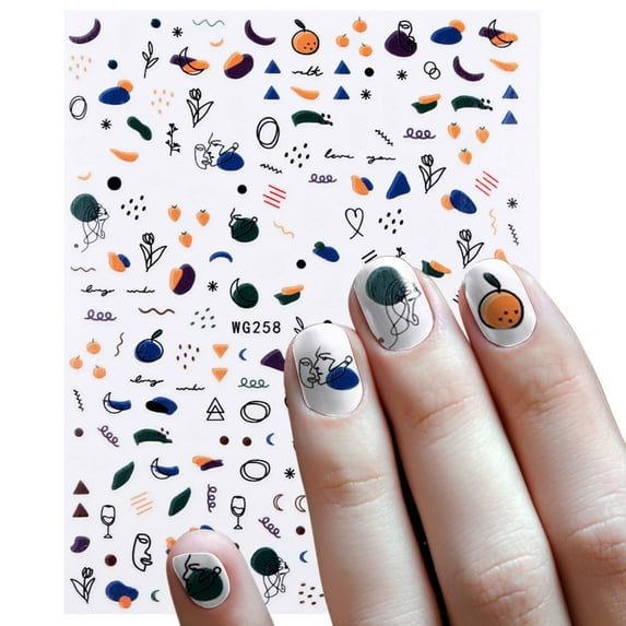 3D Abstract Art Manicure Stickers DIY Nail Design Decals For Girls And Women Self- Nail Tips Decoration Kit