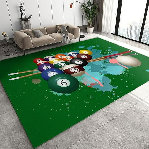 3D Abstract Billiards Area Rug, Indoor Non-Slip Carpet, Machine Washable Soft Comfortable For Teen Boy Living Room Office Dining Room Entrance Home Decor Floor Mat 2 x 3ft