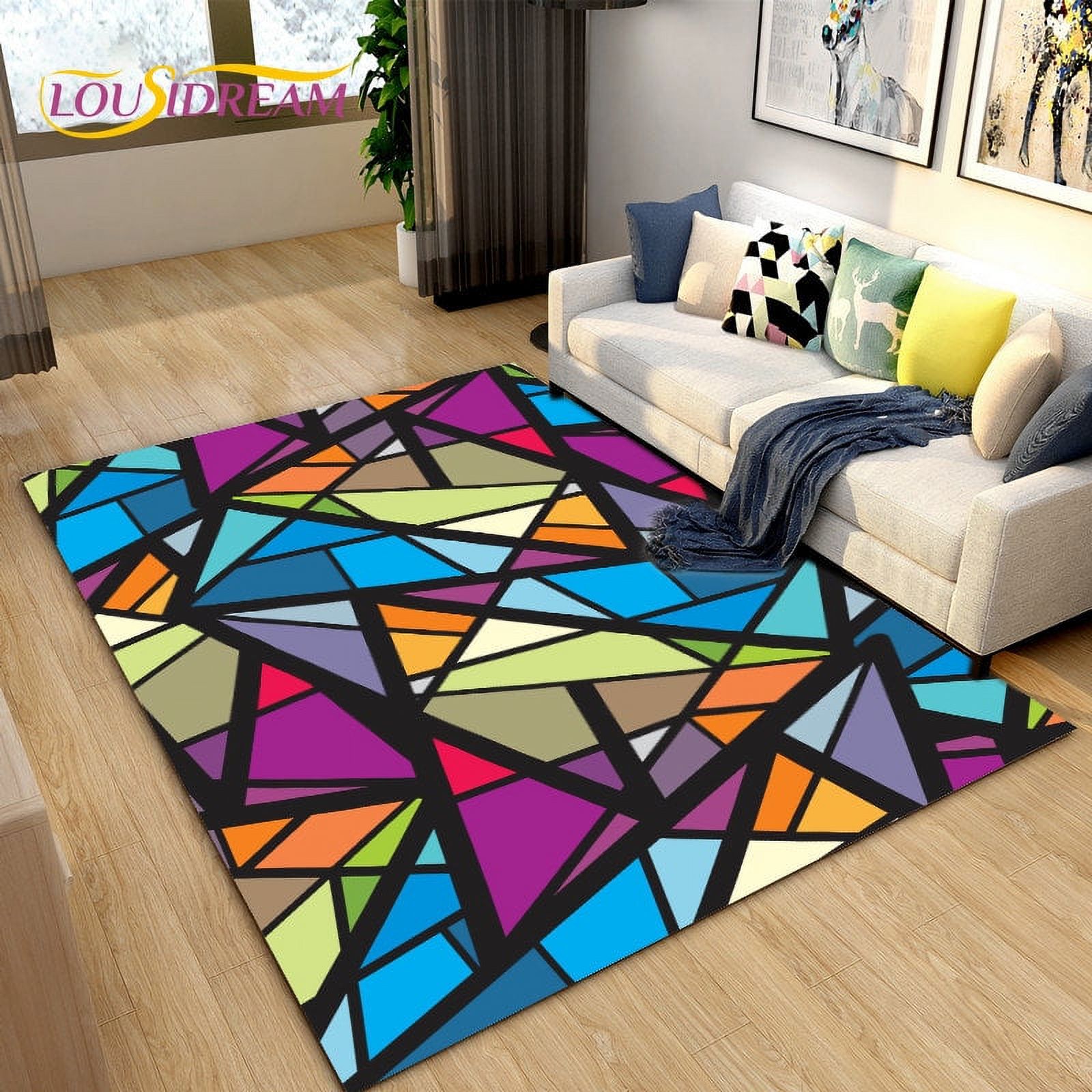 Large Area Rug Visual 3D Abstract Geometric Visual n Area Rug Large Carpet Rug for Living ...