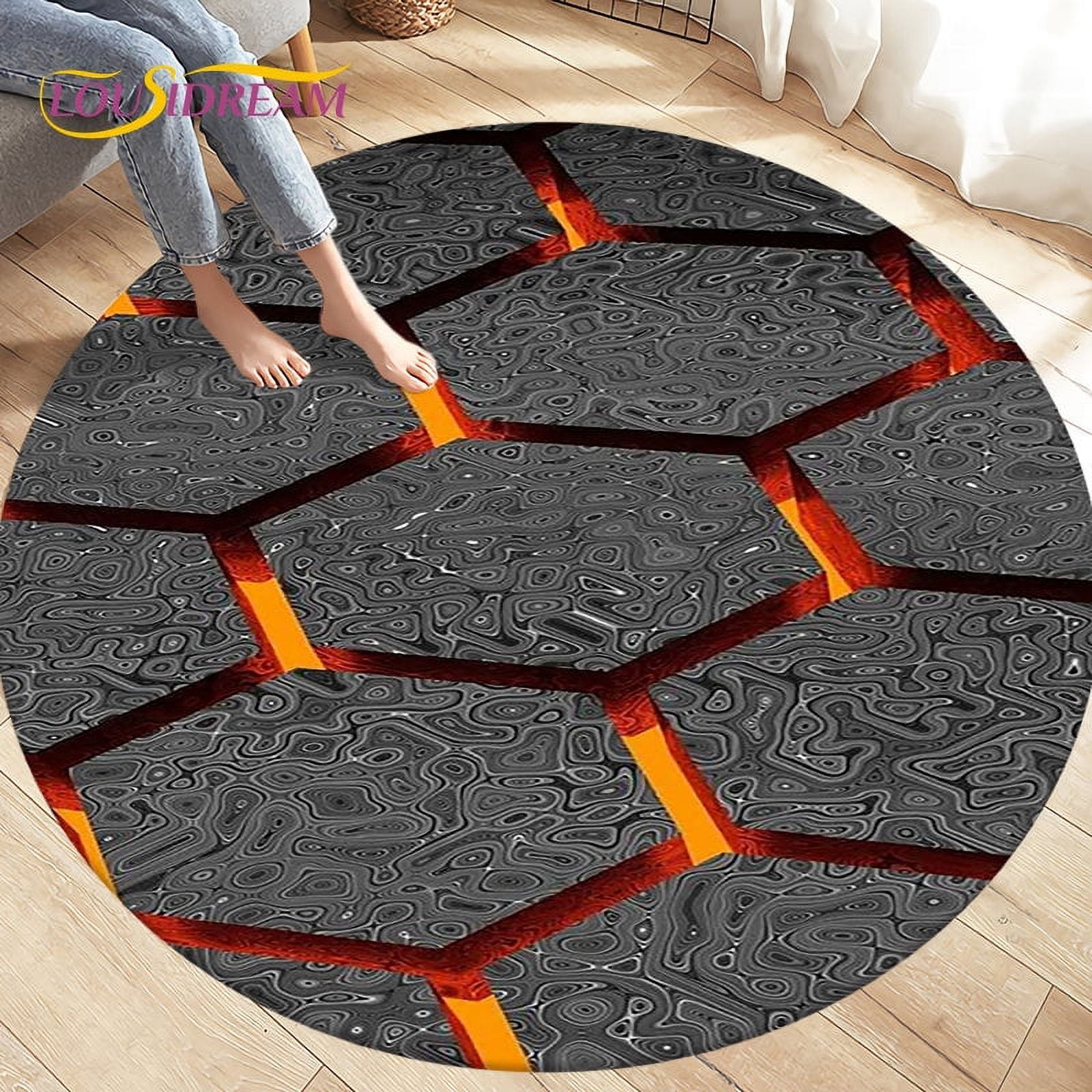 3D Abstract Geometric Visual n Area Rug Large Round Carpet Rug for ...