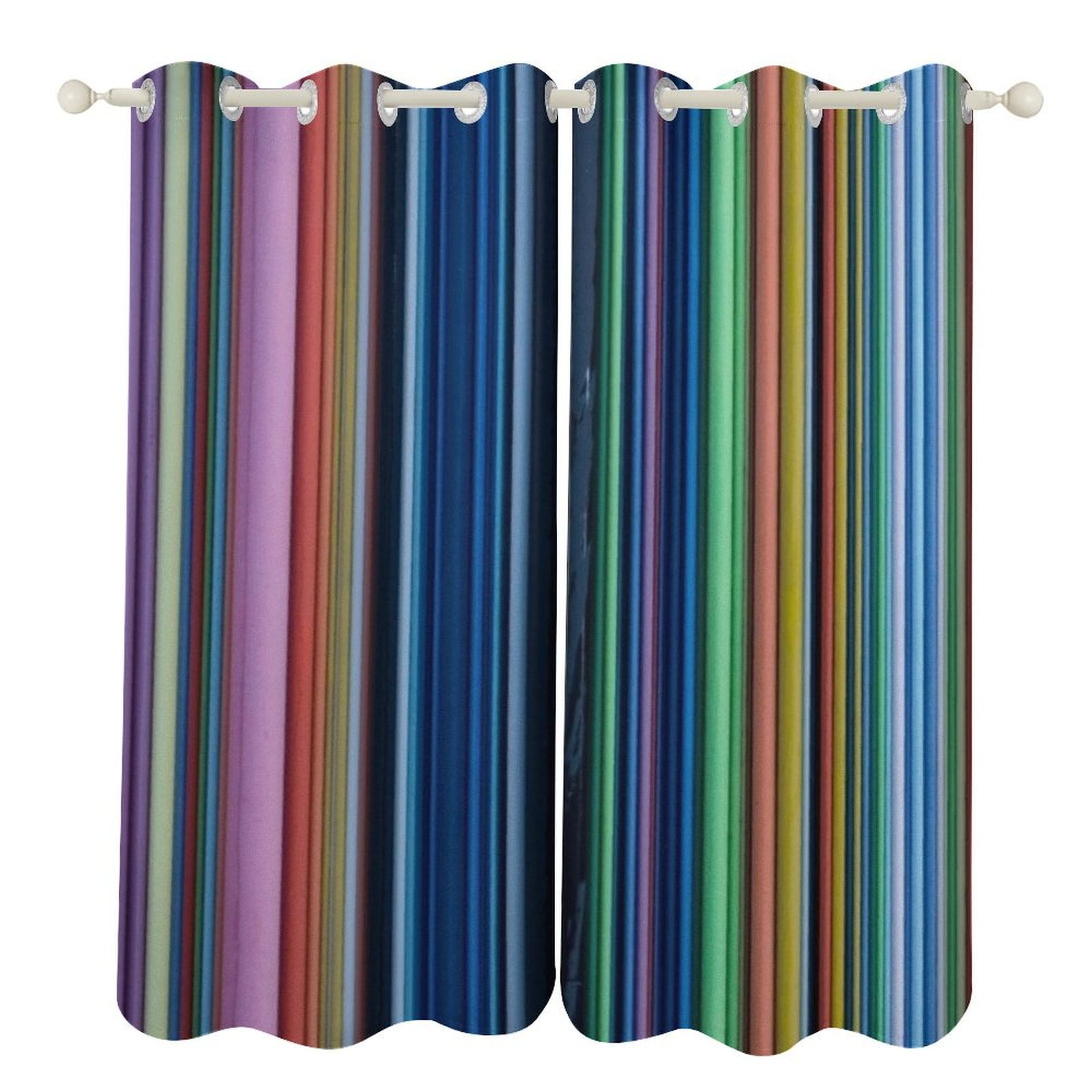 Llama & Cactus Print Kids Curtains - 2 Panel Set, Colorful Grommet Top, 40x84 Inches Each, Microfiber, Machine Washable - View #9