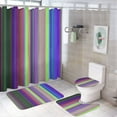 thumbnail image 1 of 3D Abstract Lines 4 Pcs Shower Curtain Set with Rug Bathroom Sets with Waterproof Fabric And Non-Slip Rugs Toilet Lid Cover Bath Mat Decor with Hooks, 1 of 7