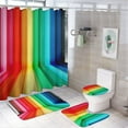 thumbnail image 1 of 3D Abstract Lines 4PCS Shower Curtain Sets with Rugs with Non-Slip Bath Mat Toilet Rug，72" X 72", 1 of 7