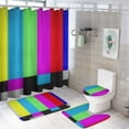 thumbnail image 1 of 3D Abstract Lines 4PCS Shower Curtain Sets with Rugs with Non-Slip Bath Mat Toilet Rug，72" X 72", 1 of 7