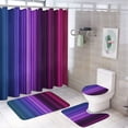 thumbnail image 1 of 3D Abstract Lines 4Pcs Shower Curtain Set Shower Curtain Set with Carpet Bath Mat, 1 of 7