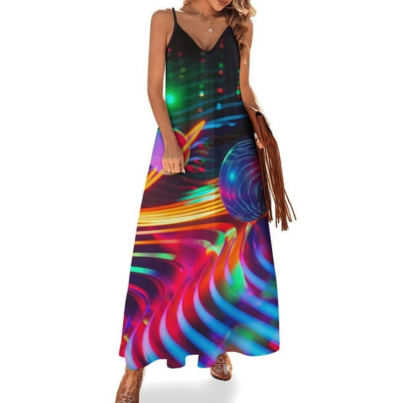 3D Abstract Lines Design Sleeveless Dress Woman Fashion Long Dresses Women's Summer Suit Dress 2025