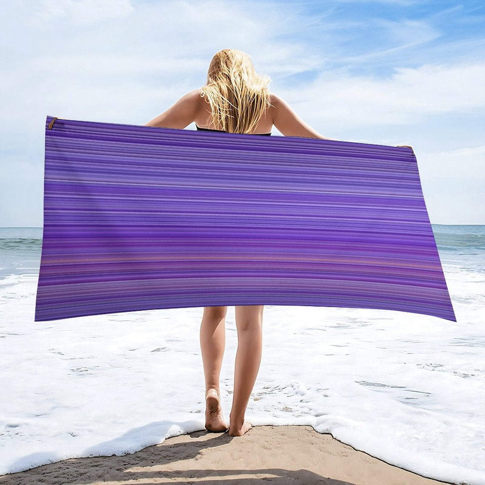 3D Abstract Lines Oversized -Washed Lightweight Quick Dry Beach Towels - 32"x63"