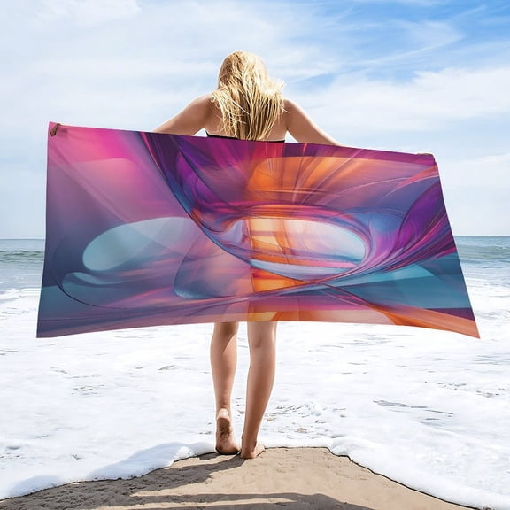 3D Abstract Lines Oversized -Washed Lightweight Quick Dry Beach Towels - 32"x63"