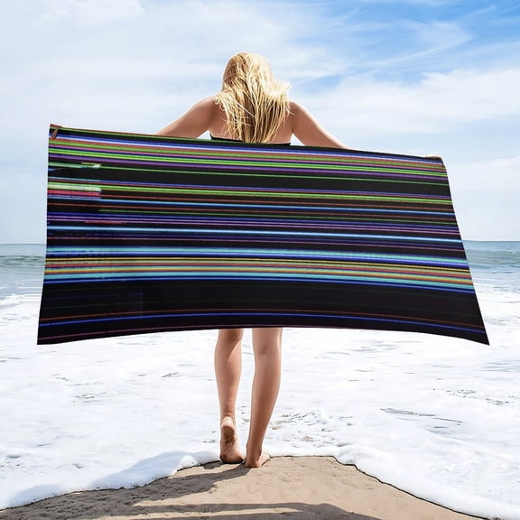 3D Abstract Lines Oversized -Washed Lightweight Quick Dry Beach Towels - 32"x63"
