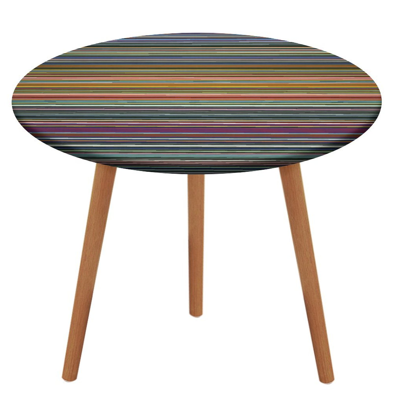 3D Abstract Lines Round Fitted Tablecloth with Flannel Backing Elastic Table Cloth Waterproof Oil-Proof Plastic Table Cover Table Up 40"-54" Diameter)