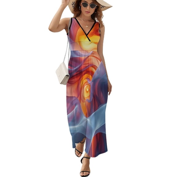 3D Abstract Lines Sleeveless Dress Woman Fashion Long Dresses Women's Summer Suit Dress 2025