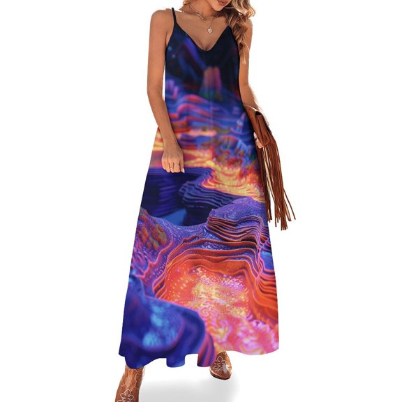 3D Abstract Lines Sleeveless Dress Woman Fashion Long Dresses Women's Summer Suit Dress Summer 2025 Women