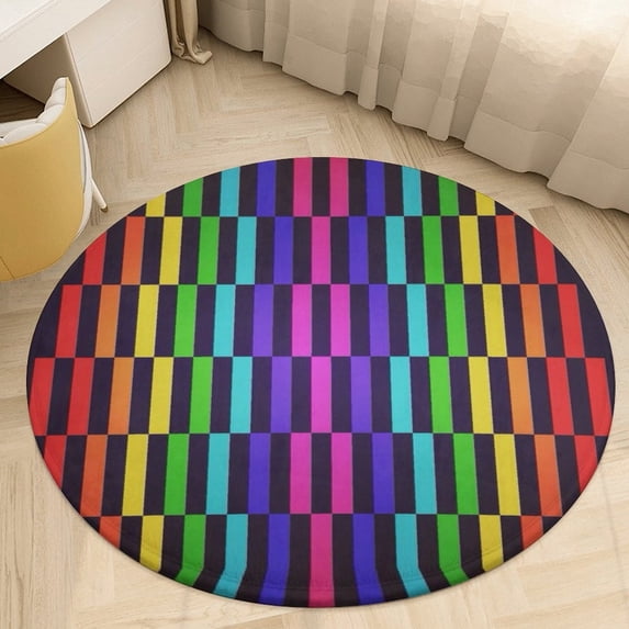 3D Abstract Lines Soft Bedroom Round Area Rug, Washable Cute Circle ...