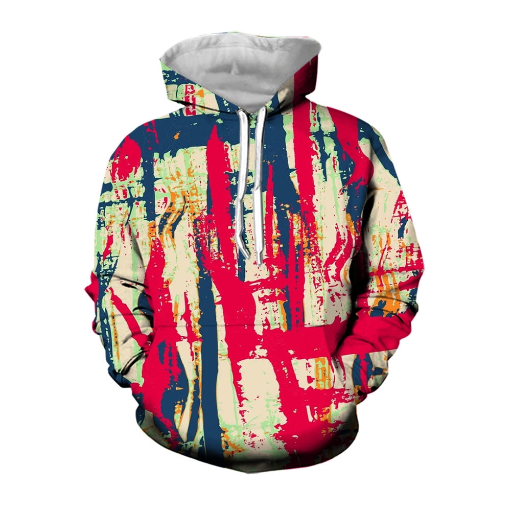 3D Abstract Style Mens Hoodies Aesthetic Clothing Baggy Casual